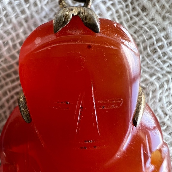 Vintage Asian Carnelian Buddha Pendant | 1930s–50s | Sterling Silver Bezel - Picture 16 of 16